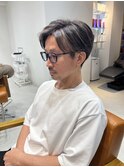 ハイライトマッシュパーマウルフアッシュブラックmen'shair