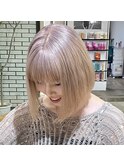 ハイトーンボブ/カット/ホワイトミルクティ