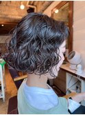 原宿黒髪大人ボブパーマスパイラルパーマウェーブヘア30代40代