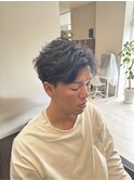 フェザーパーマ×ブリーチなしカラー◎韓国風センターパート