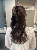 ゆるふわベロアハーフアップ