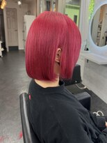 コアブラン 原宿 明治神宮前(CORE blanc)&nbsp;ダブルカラーチェリーレッド赤髪ピンクレッドブリーチボブカット