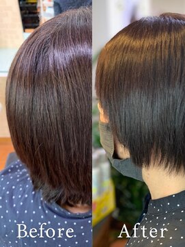 アークスヘアー 小顔見せで大人かわいい☆暗髪×前下がりフェミニンショート