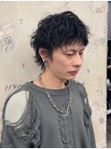 メンズウルフカット韓国風ウルフヘア/顔周りレイヤーカット
