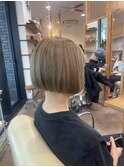 ハイトーンベージュ/ハイライト/ミニボブ【ROOF用賀】#髪質改善