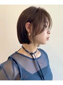 ボブ 切りっぱなし 耳かけ シースルー 簡単セット ストレート