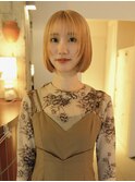 ボブストレートパーマ　縮毛矯正　ケアブリーチ　丸の内名古屋