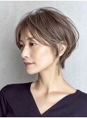 40代50代60代/脱白髪染め白髪ぼかしハイライト/くびれショート