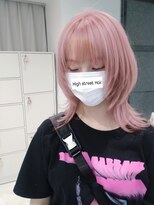 ハイストリートヘア(High street Hair)&nbsp;くびれレイヤーボブ+ブリーチ×ピンクベージュ