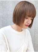 【mee.】 オフィスヘアアッシュブラウン外ハネボブ