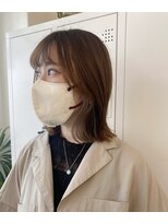 ヘアアンドメイク スタジオ ミムロ(HAIR&MAKE STUDIO MIMURO)&nbsp;切りっぱなしボブ イヤリングカラー グレージュ