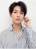 毛流れハンサムショートセンターパートメンズ黒髪爽やか