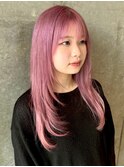 レイヤーカット 髪質改善 アッシュピンク 顔周りカット 20代