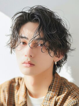 ピークスヘア(peaks hair) 韓国風マッシュ◎メンズパーマダウンパーマセンターパート暗髪