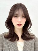 韓国レイヤー/レイヤーカット/くびれ巻き/ミディアムレイヤー
