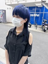 アソビセカンド 原宿(ASOBI 2nd)&nbsp;ロングウルフ　ハイレイヤー　ネイビーブルー