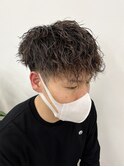 メンズカット ツイストスパイラルパーマ 前下がりマッシュ