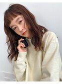 おん眉 セミロング ラフパーマ