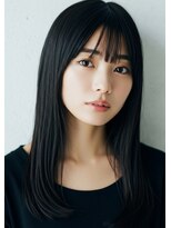 エフェクト 横浜(effect) 暗髪 黒髪 韓国 ミディアムレイヤーカット 似合わせ 小顔 前髪