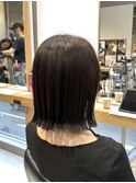調布レディースカット切りっぱなしボブ外はねボブワンカラー