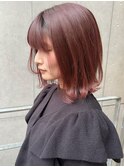 ブリーチなしダブルカラーチェリーレッドピンクアッシュブラウン