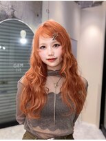 ジェム リット(GEM lit) 《risa》オレンジカラー/ケアブリーチ/ニュアンス巻き