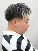ホワイトメッシュ/短髪/スキンフェード/ツイスト/姫路