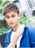 #スポ髪 ツーブロックショート 刈り上げアップバング
