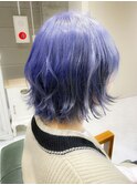 ブルーカラー　マニッシュショート,ネイビーカラー,外ハネボブ