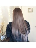 ラベンダーベージュ　髪質改善　ブリーチ　前髪カット　カラー