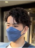 波巻きスパイラルパーマメンズセンターパート波巻きパーマ