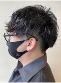 波打ちスパイラルパーマ マッシュショート