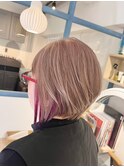 インナー濃いピンクショートボブ