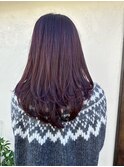 レッドブラウンセミロングヘアー