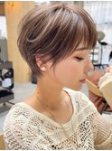 小顔ふんわりショート簡単スタイリングブリーチなしカラーS01