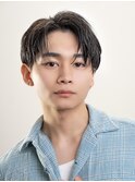 韓国ヘアニュアンスコンマバングセンターパートフェザーパーマ
