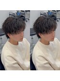 センターパートシャドウパーマ