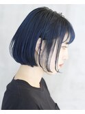 ダークネイビー　ボブ　ブルージュ　韓国カラー　大須