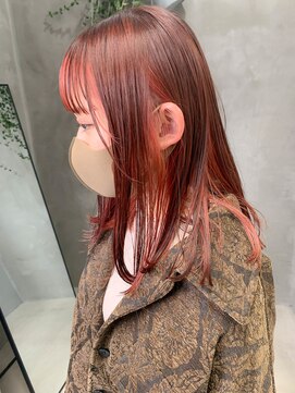 テトヘアー(teto hair) フェイスフレーミングカラー、インナーカラー、ピンクベージュ
