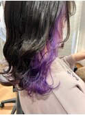 20代30代ラベンダーカラーインナーカラー