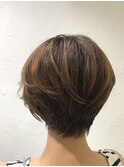 髪質改善 ショートボブ ハイライト