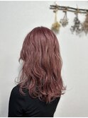 20代30代小顔ゆるふわミディピンクパープル