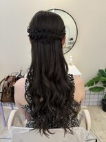 編み込みハーフアップ/梅田ヘアセット