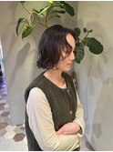 毛先のカールがお洒落 レイヤーボブゆるふわパーマ【30代/40代】