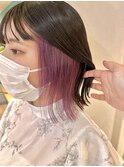 (土橋)イヤリングカラー外はねミディアム大人ラベンダーピンク
