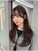 流れる顔周りカット/ザクザクレイヤー/暗めカラー