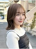 ブリーチなしマロンベージュ韓国風美髪くびれ巻きエアリーロング
