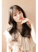 オリーブグレージュ韓国風巻き髪フェイスレイヤーラフウェーブ