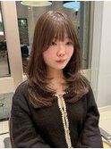 レイヤーカット/ラテベージュ/ブリーチ無し/髪質改善カラー/前髪