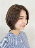 小顔透明感カラーショートボブココアブラウン大人可愛い春カラー
